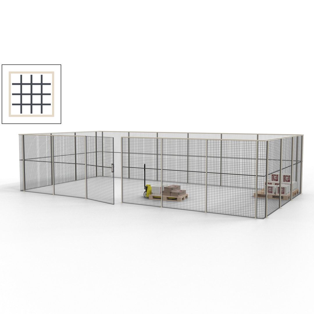 Maschinen Schutzgitter - Hallentrennwand - Sicherheitszaun - Tür - 27 m - 2.200 x 9.400 x 4.900 mm (HxBxT) - enzianblau