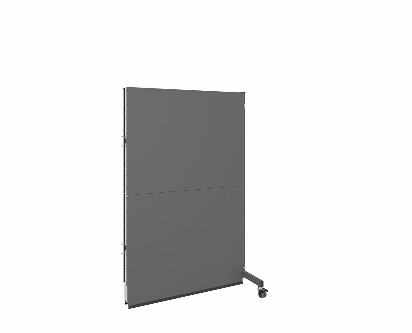 OTTOKIND Mobile Akustikwand, Anbaufeld, 2.000 x 1.265 x 740 mm (HxBxT), Front Glattblech, Rückseite Lochblech, Rollen, Brandschutzklasse B1, Staubgrau