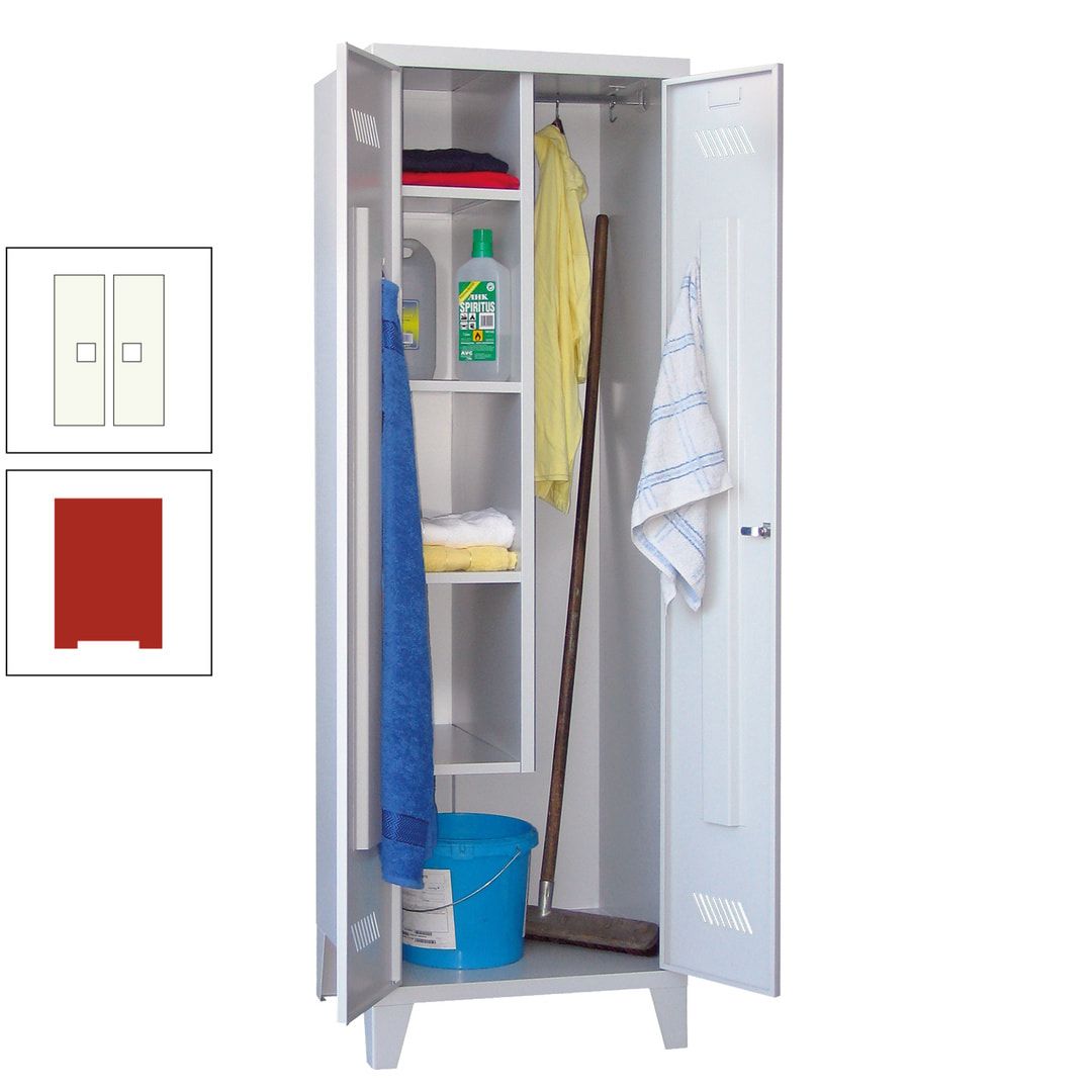Putzschrank mit Füßen - 1 Abteil mit Trennwand - 1.850x600x500 mm (HxBxT) - Drehriegel - anthrazitgrau