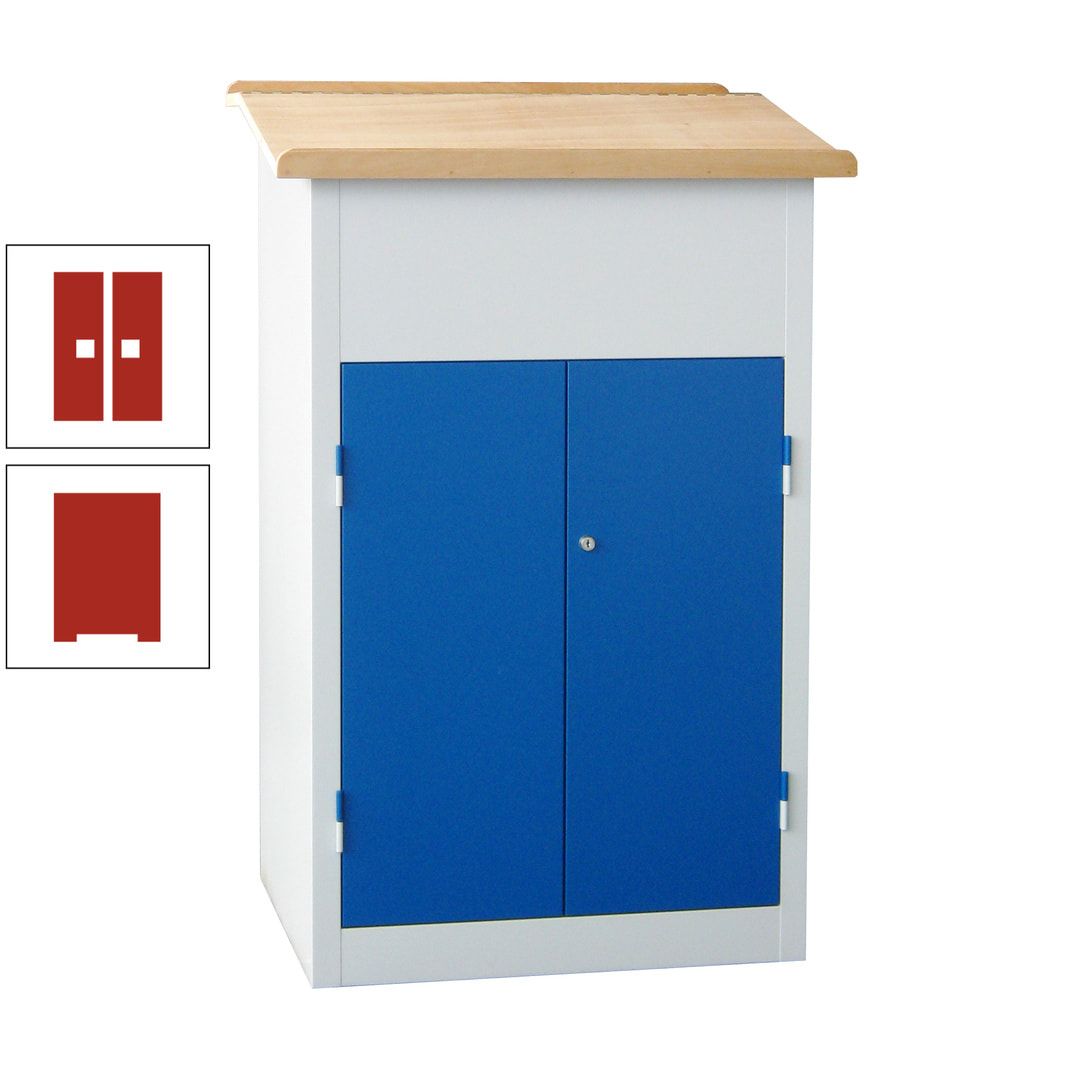 Stehpult mit Schrank - Vollblechtür - Zylinderschloss - 2 Böden - 1.200 x 700 x 600 mm (HxBxT) - anthrazitgrau