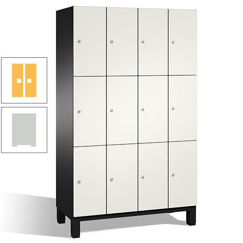 Fächerschrank, Stahlschrank, 12 Fächer, Türöffnungsbegrenzer, mit Füßen, Korpus lichtgrau, Tür anthrazitgrau, 1.980 x 1.200 x 525 mm (HxBxT)