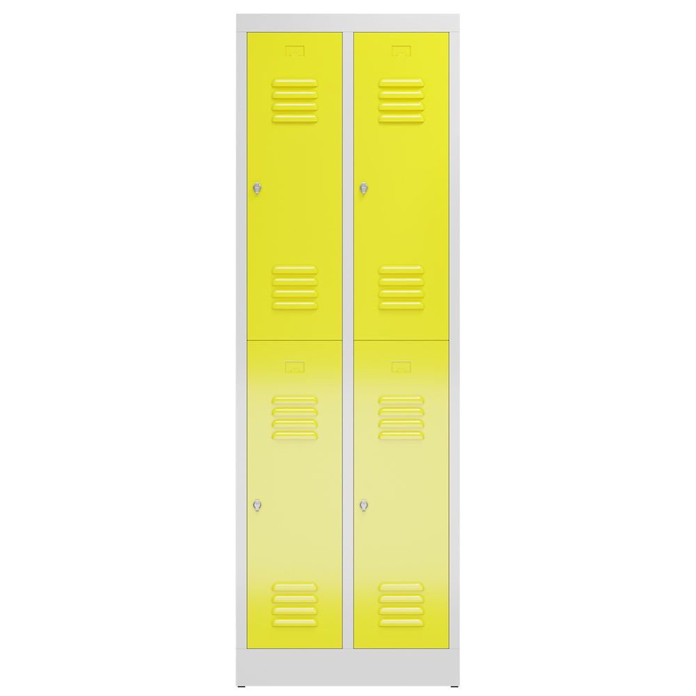 Garderobenschrank, Doppelstockspind, 2 Abteil, 4 Fächer, 1.800 x 590 x 500 mm (HxBxT), Stahl, Drehriegel, Korpus: lichtgrau, Front: anthrazitgrau
