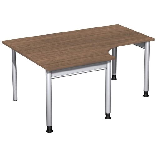 Eckschreibtisch, Eckteil 800 mm, links, Füße einseitig verkürzt, 4-Fuß Pro, höhenverstellbar, 680-800 x 1.600 x 1.200 mm (HxBxT), Dekor Ahorn