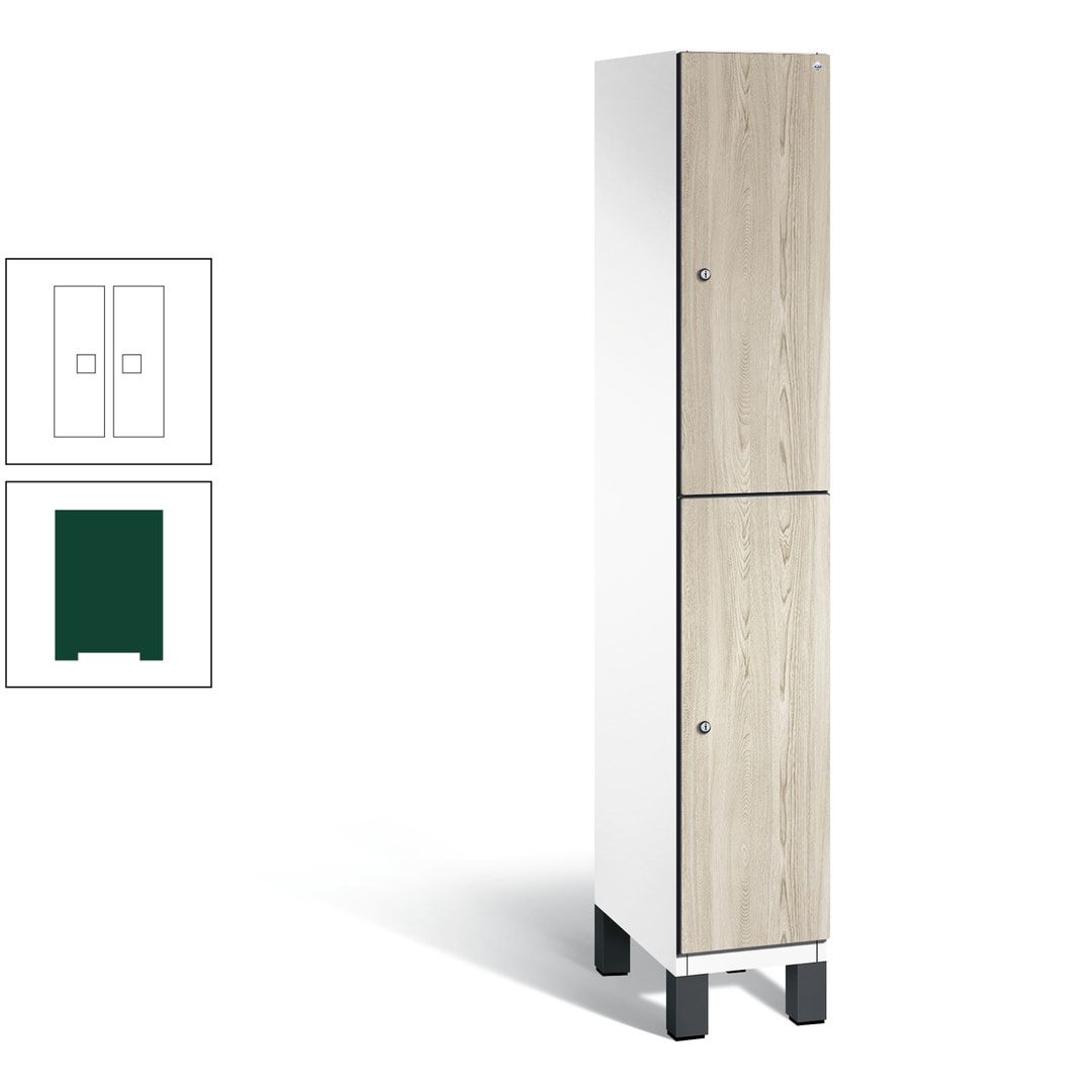 Fächerschrank, Garderobenschrank, mit Füßen, 1 Abteile, 1.980 x 300 x 525 mm (HxBxT), Korpus anthrazitgrau, Tür Donau-Ahorn