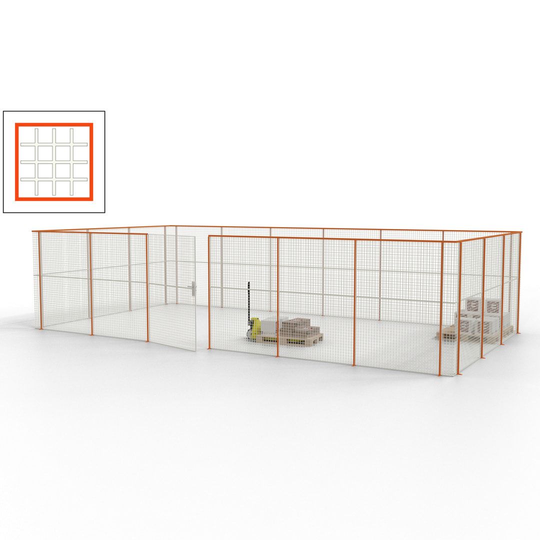 Maschinen Schutzgitter - Hallentrennwand - Sicherheitszaun - Tür - 27 m - 2.200 x 9.400 x 4.900 mm (HxBxT) - enzianblau