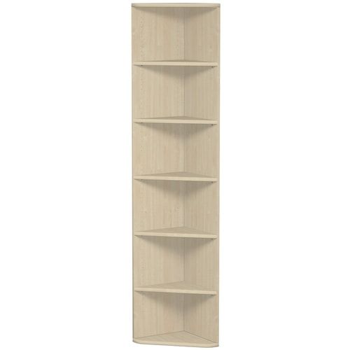 Eckabschlussregal, Eckregal, 1 Einlegeboden, 2 Ordnerhöhen, 768 x 425 x 425 mm (HxBxT), Dekor Ahorn