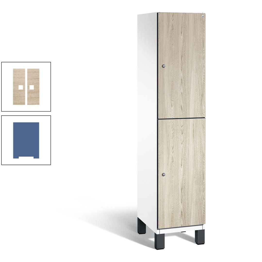 Fächerschrank, Garderobenschrank, mit Füßen, 1 Abteile, 1.980 x 400 x 525 mm (HxBxT), Korpus anthrazitgrau, Tür Donau-Ahorn