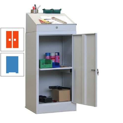 Stehpult mit Schrank - Vollblechtür - Zylinderschloss - 1 Ausziehboden - 1.270x500x500 mm (HxBxT) - anthrazitgrau