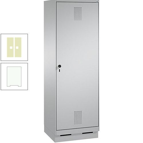 Doppel-Spind, Garderobenschrank, 1 Tür für 2 Abteile a 300 mm, Korpus anthrazitgrau, Türen anthrazitgrau, 1.800 x 600 x 500 mm (HxBxT)