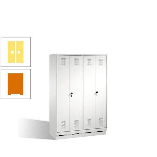 Doppel-Spind, Doppeltüren, Garderobenschrank mit Sockel, 4 Abteile a 300 mm, Korpus anthrazitgrau, Tür anthrazitgrau, 1.800 x 1.200 x 500 mm (HxBxT)