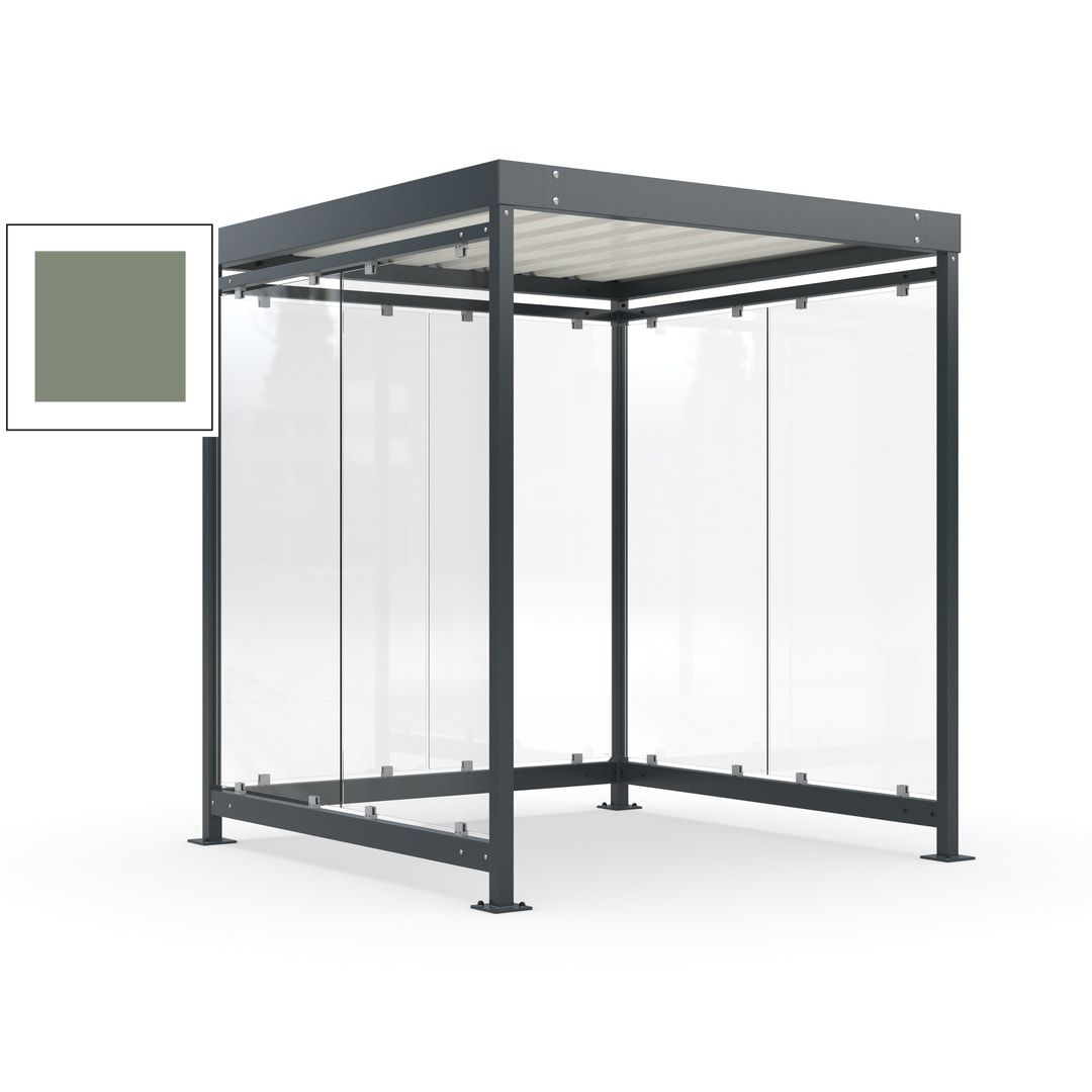 Raucherunterstand, Bushaltestelle, Bausatz, 6-7 Personen, 6 Wände, 2.510 x 2.165 x 2.165 mm (HxBxT), Achatgrau