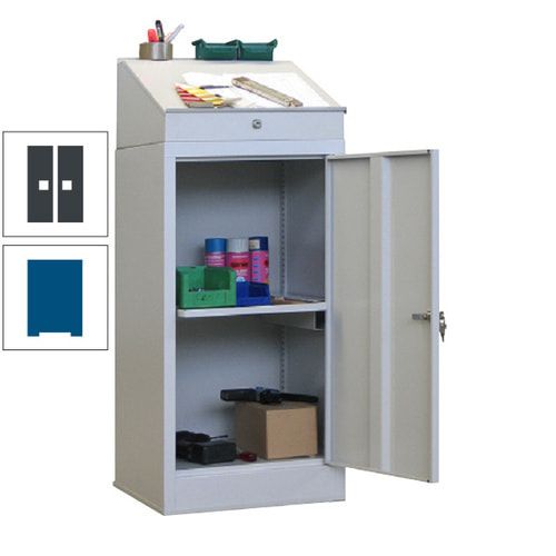 Stehpult mit Schrank - Vollblechtür - Zylinderschloss - 1 Ausziehboden - 1.270x500x500 mm (HxBxT) - anthrazitgrau