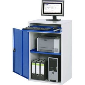 Computer-Arbeitsplatz, PC-Schrank, stationär, Dokumentenfach, Trennboden ausziehbar, Tastaturtablar, verschließbar - Farbe wählbar