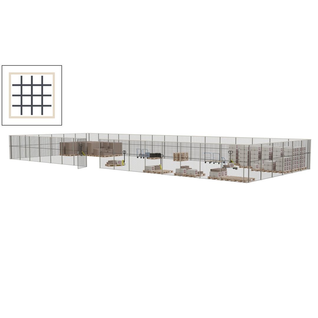 Maschinen Schutzgitter - Hallentrennwand - Sicherheitszaun - Tür - 66 m - 2.200 x 24.400 x 9.400 mm (HxBxT) - enzianblau