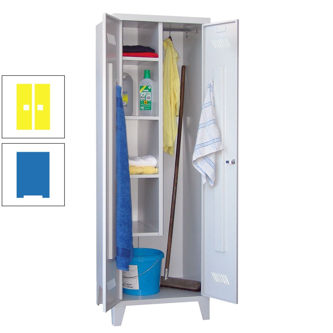 Putzschrank mit Füßen - 1 Abteil mit Trennwand - 1.850x600x500 mm (HxBxT) - Drehriegel - anthrazitgrau