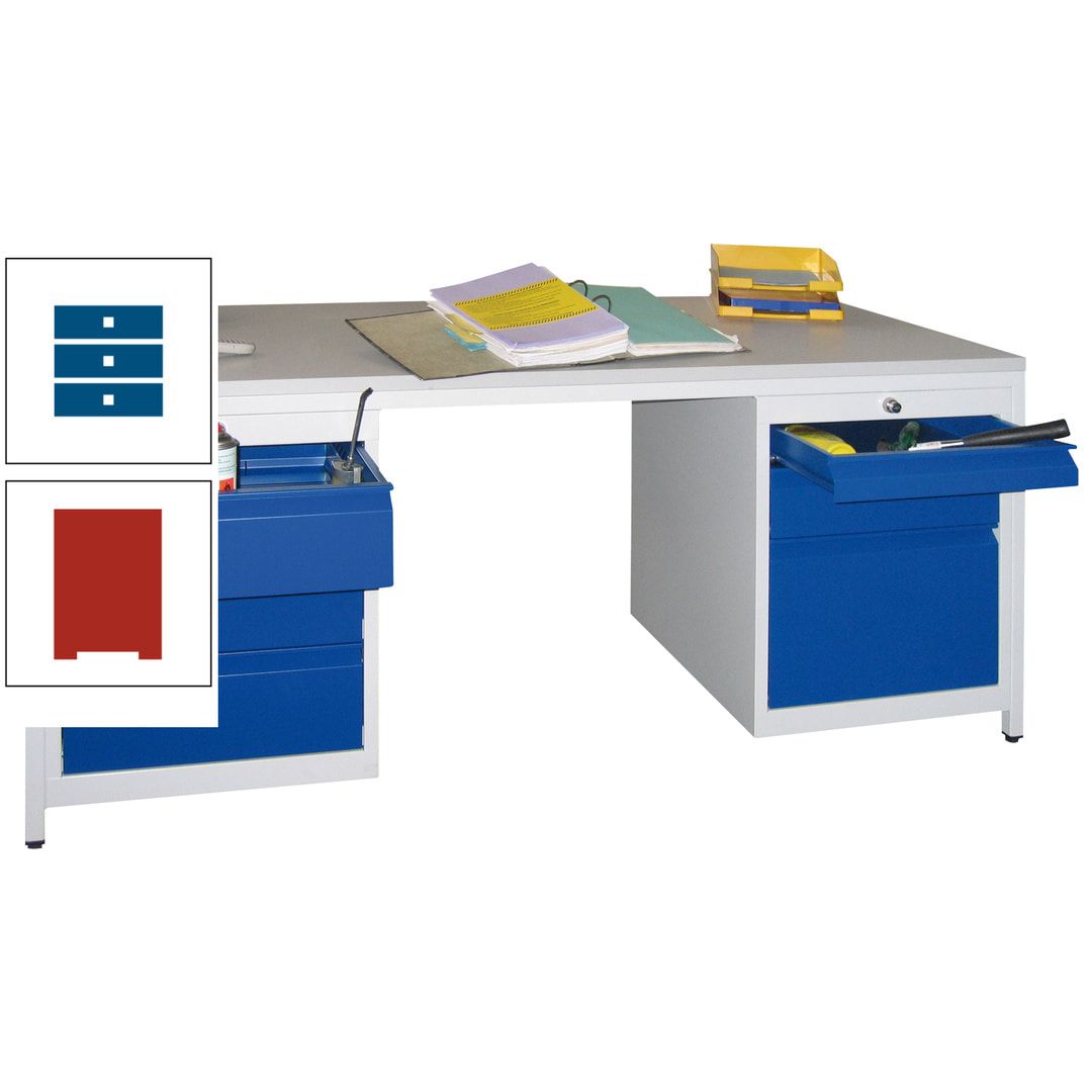 Meisterschreibtisch - 6 Schubladen, 75 / 125 / 150 / 175 / 300 mm - 720 x 1.700 x 800 mm (HxBxT) - anthrazitgrau