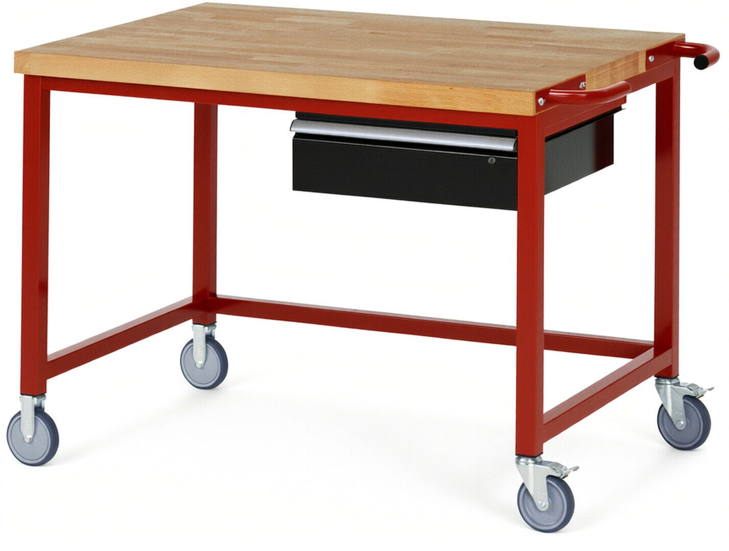 Mobile Werkbank mit 1 Schublade - 150:1 - höhenverstellbar 880-1.080 mm - 1.250 x 900 mm (BxT) - 450 kg - Buche - Anthrazitgrau