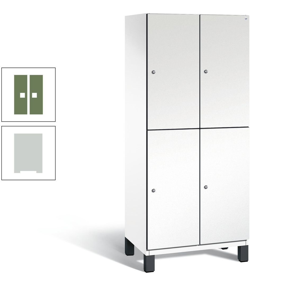 Fächerschrank, Stahlschrank, doppelstöckig, 4 Fächer, Füße, Korpus anthrazitgrau, Tür anthrazitgrau, 1.980 x 800 x 525 mm (HxBxT)