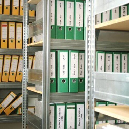 Fachbodenregal mit Tiefenriegel - 350 kg - 2.500 x 875 x 526 mm (HxBxT) - Anbauregal - 6 Böden - enzianblau - Lagerregal - Steckregal BERT