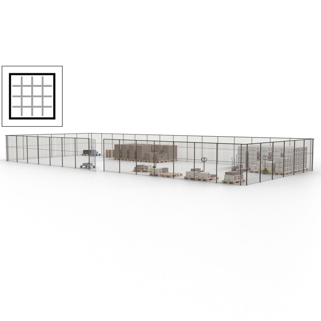 Maschinen Schutzgitter - Hallentrennwand - Sicherheitszaun - Tür - 63 m - 2.200 x 22.900 x 9.400 mm (HxBxT) - enzianblau