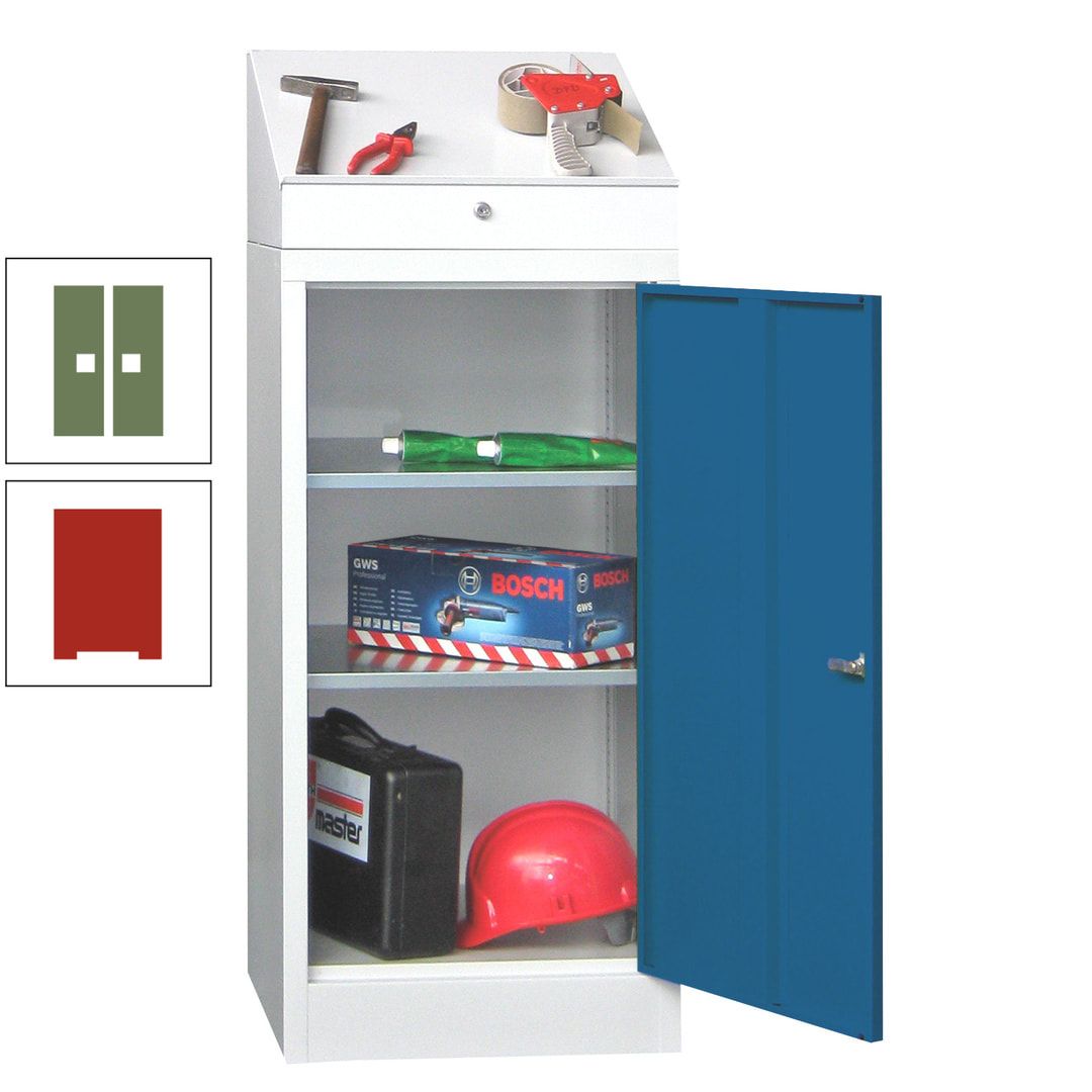Stehpult mit Schrank - Vollblechtür - Zylinderschloss - 1.270x500x500 mm (HxBxT) - anthrazitgrau