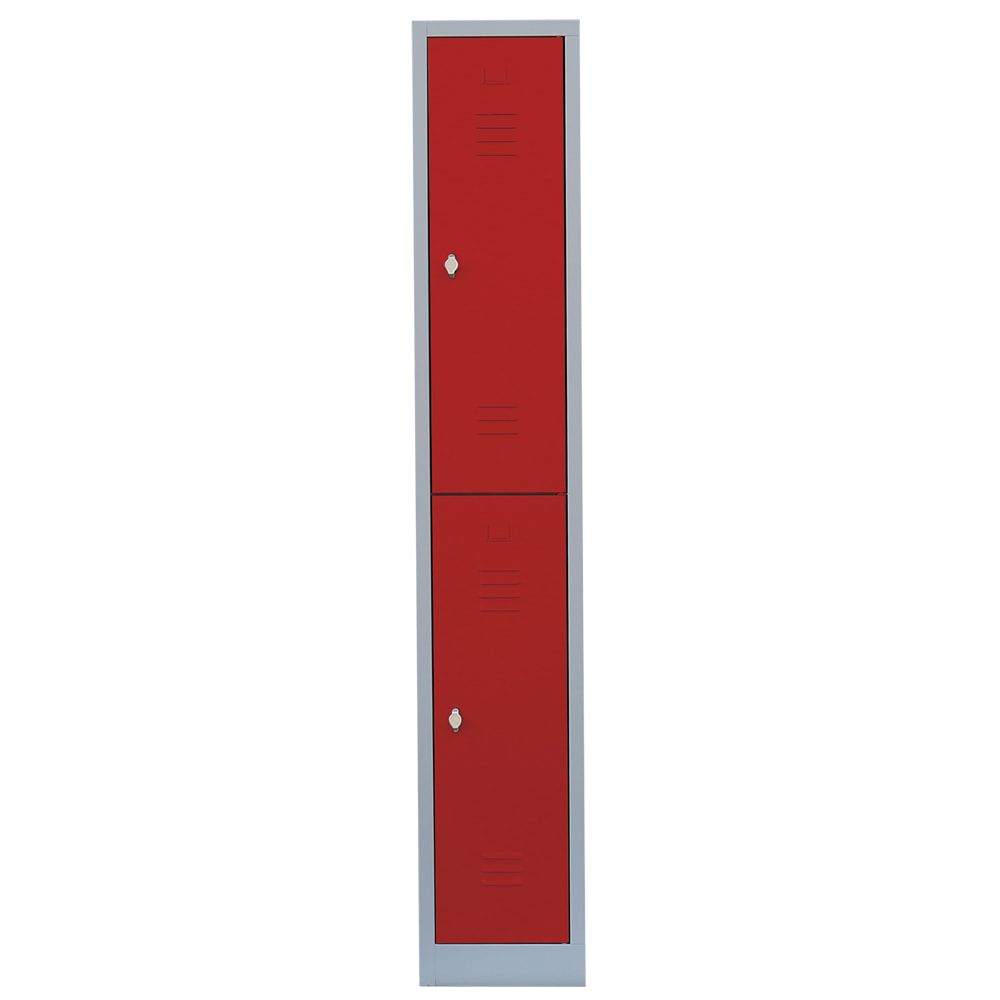 Garderobenschrank, Doppelstockspind, 1 Abteil, 2 Fächer, 1.800 x 315 x 500 mm (HxBxT), Stahl, Drehriegel, Korpus: lichtgrau, Front: anthrazitgrau