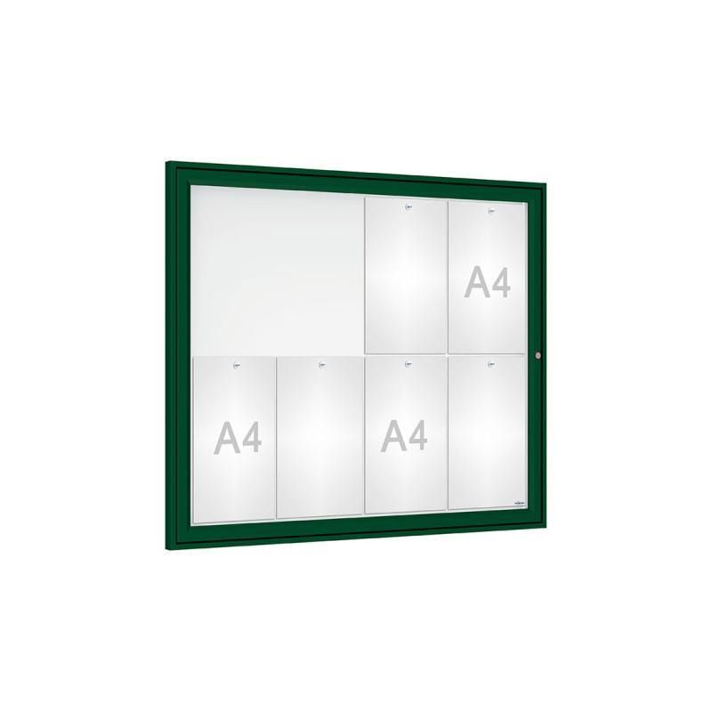 Schaukasten - Einflügeltür - 8xA4 - Querformat - 830 x 980 x 30 mm (HxBxT) - enzianblau - Infokasten - Präsentationsvitrine