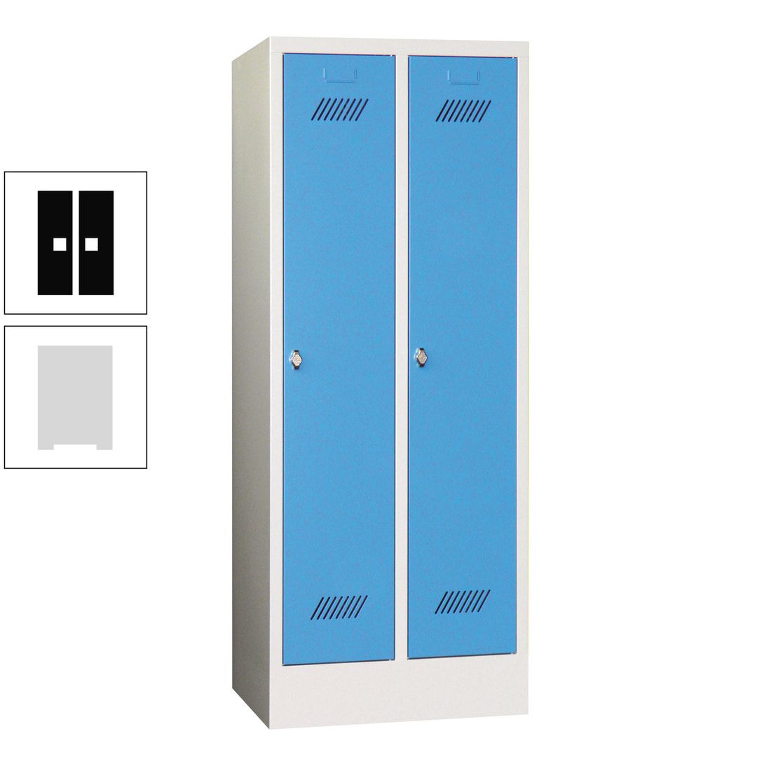 Spindschrank f. Schulen - mit Sockel - Höhe 1.600 mm - 2 Abteile a 300 mm - Drehriegel - anthrazitgrau