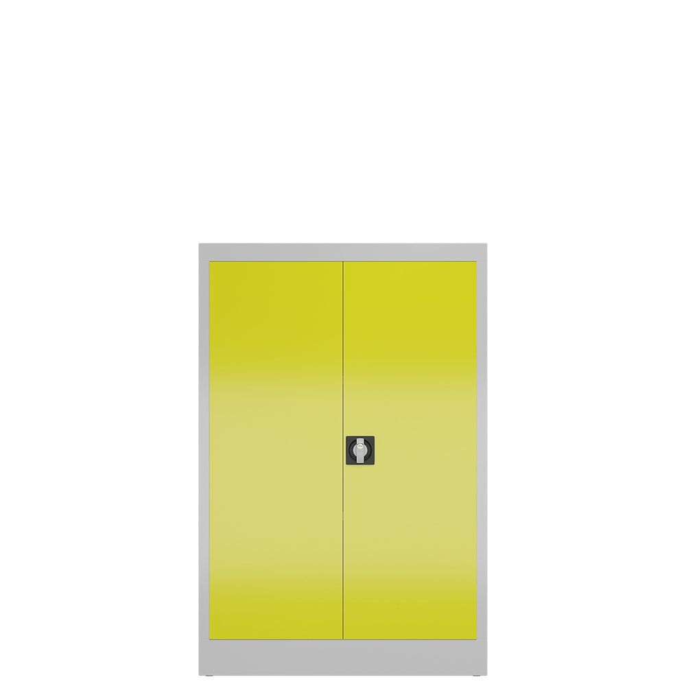 Aktenschrank, Büroschrank, abschließbar, Flügeltüren, 2 Fachböden, 1.200 x 800 x 380 mm (HxBxT), Stahl, Korpus und Türen lichtgrau