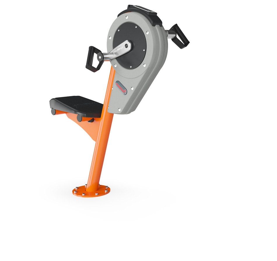 Arm Bike, Cardio, interaktiv, verstellbar, Elektromotor, Selbstantrieb, Edelstahlkurbel, Q-Faktor 175 mm, 1.200 x 540 x 930 mm (HxBxT), Grau