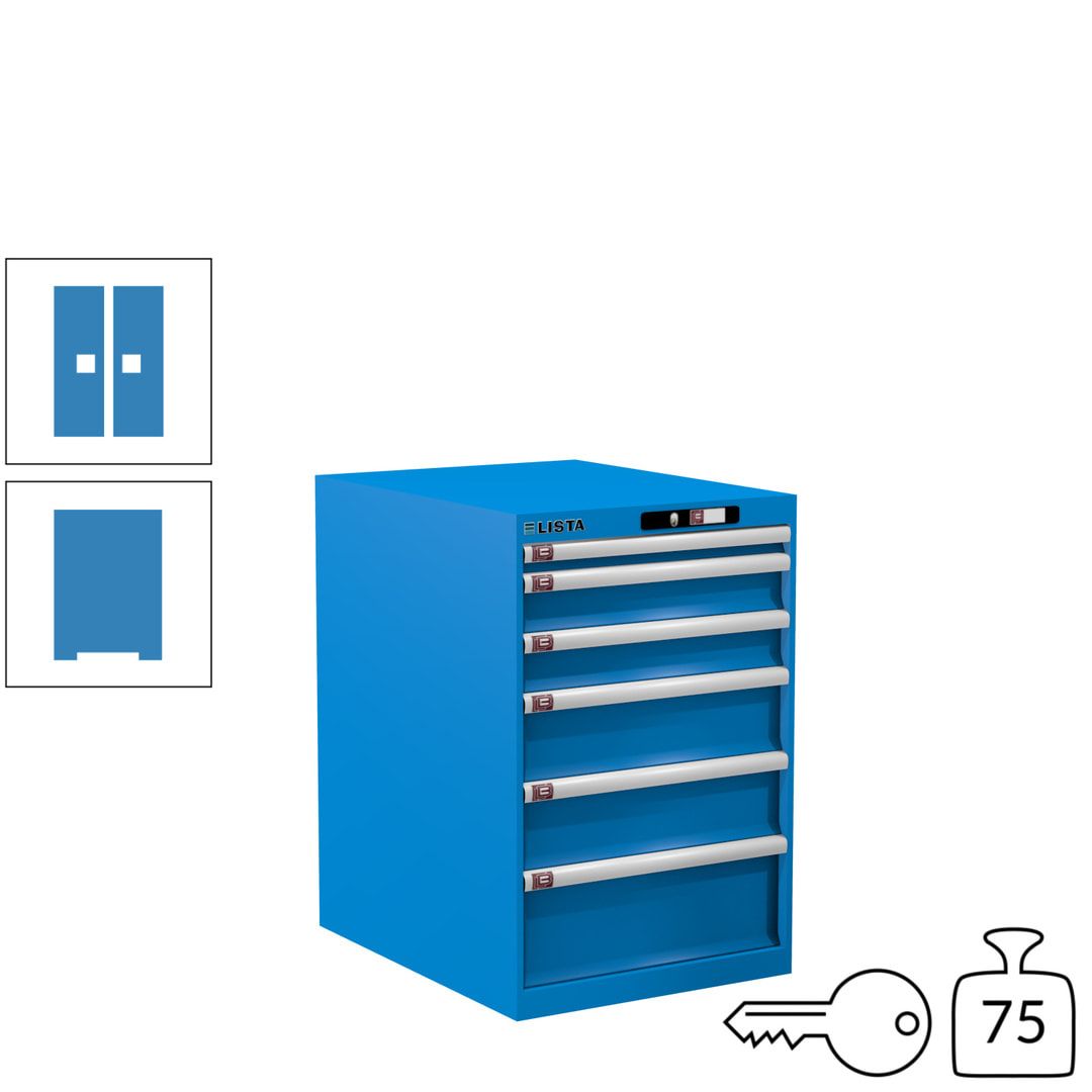 Lista Schubladenschrank - 14.407.010 - 850x564x725 mm (HxBxT) - 6 Schubladen - 75 kg - Key Lock - lichtblau (RAL 5012)