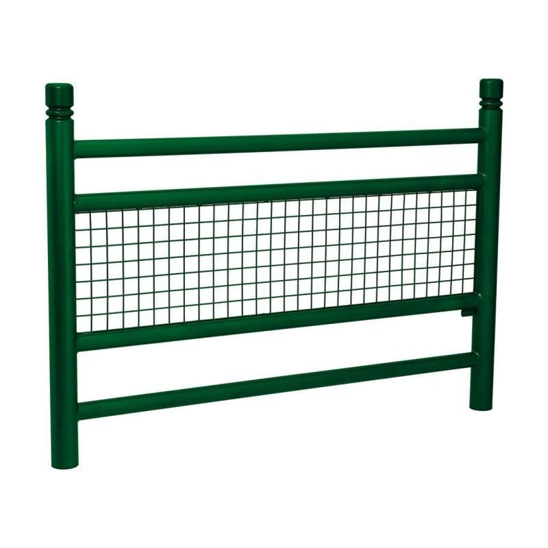 Geländer 2 Stahlrohre und Gitter - 1.000 x 1.572 mm - Pfosten mit Edelstahlkopf - Farbe enzianblau - Außengeländer Systemgeländer