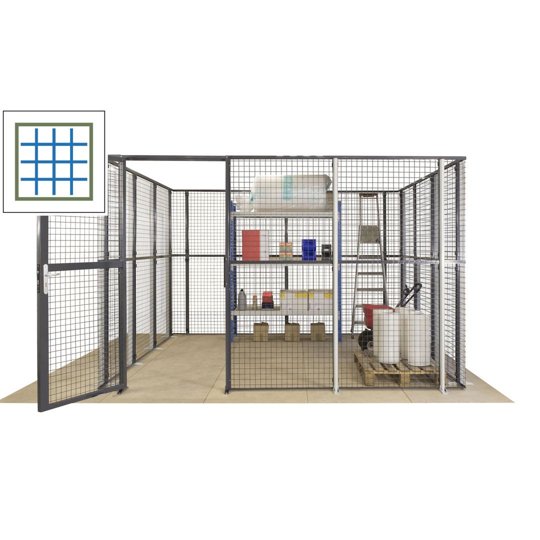 Maschinen Schutzgitter - Hallentrennwand - Sicherheitszaun - Tür - 72 m - 2.200 x 21.400 x 15.400 mm (HxBxT) - enzianblau