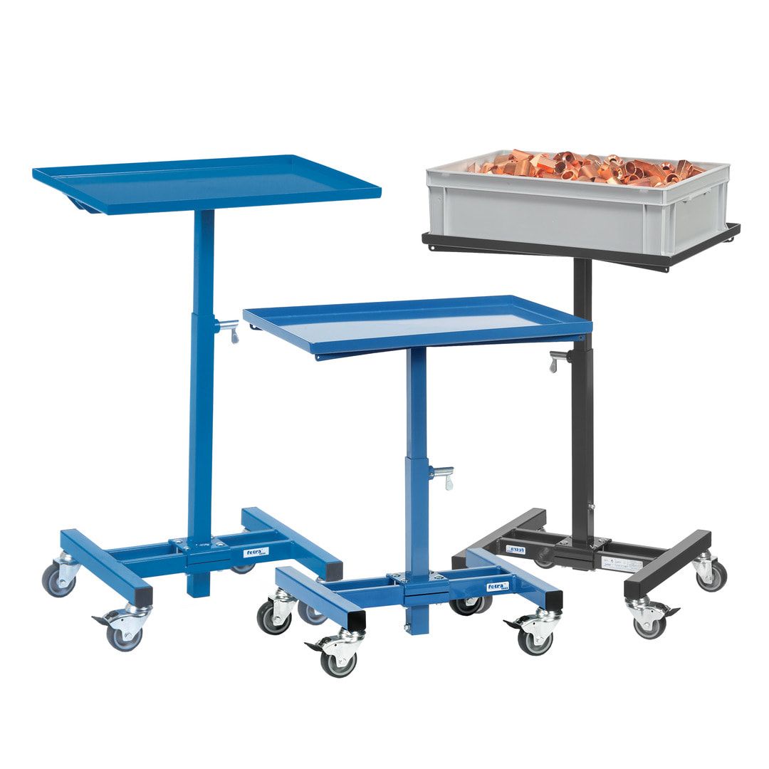 Fetra - fahrbarer Materialständer - 150 kg - 524 bis 774 mm höhenverstellbar - brillantblau