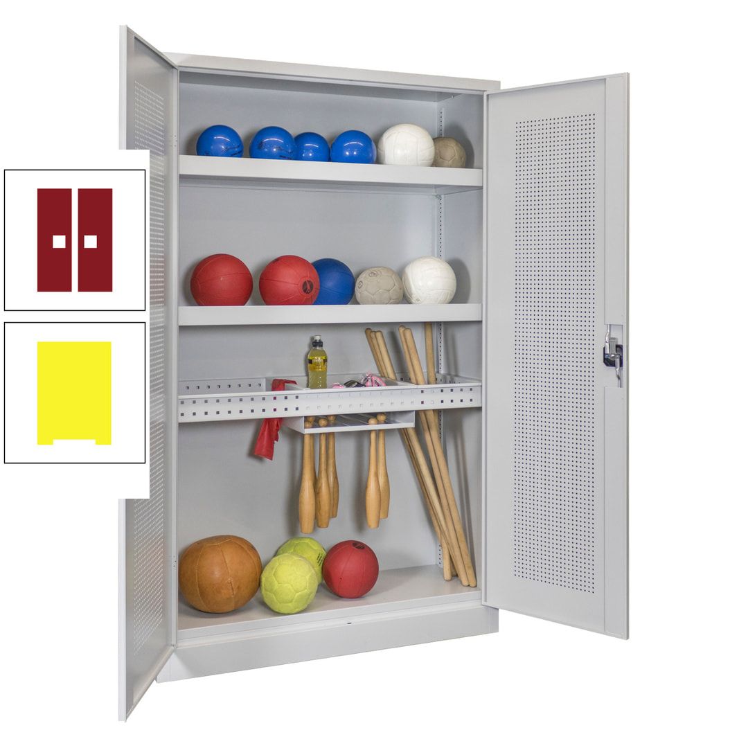 Sportschrank - Lochfeldtüren - Variante 2 - 1.950x1.200x500 mm (HxBxT) - anthrazitgrau