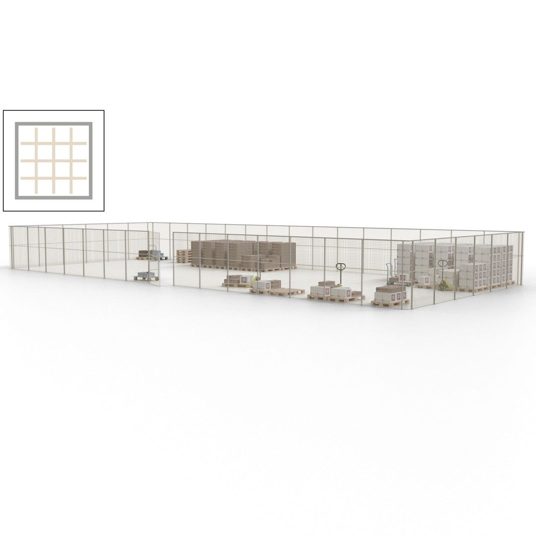 Maschinen Schutzgitter - Hallentrennwand - Sicherheitszaun - Tür - 63 m - 2.200 x 22.900 x 9.400 mm (HxBxT) - enzianblau