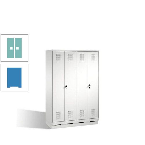 Doppel-Spind, Doppeltüren, Garderobenschrank mit Sockel, 4 Abteile a 300 mm, Korpus anthrazitgrau, Tür anthrazitgrau, 1.800 x 1.200 x 500 mm (HxBxT)