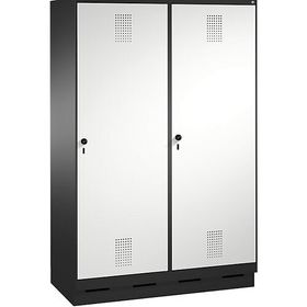 Doppel-Spind, Garderobenschrank, 2 Türen für 4 Abteile a 300 mm, Korpus anthrazitgrau, Türen wählbar, 1.800 x 1.200 x 500 mm (HxBxT)