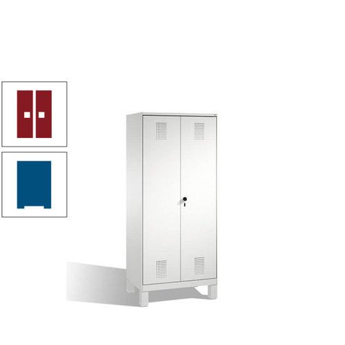 Doppel-Spind, Doppeltüren, Garderobenschrank mit Füßen, 2 Abteile a 400 mm, Korpus anthrazitgrau, Tür anthrazitgrau, 1.850 x 800 x 500 mm (HxBxT)