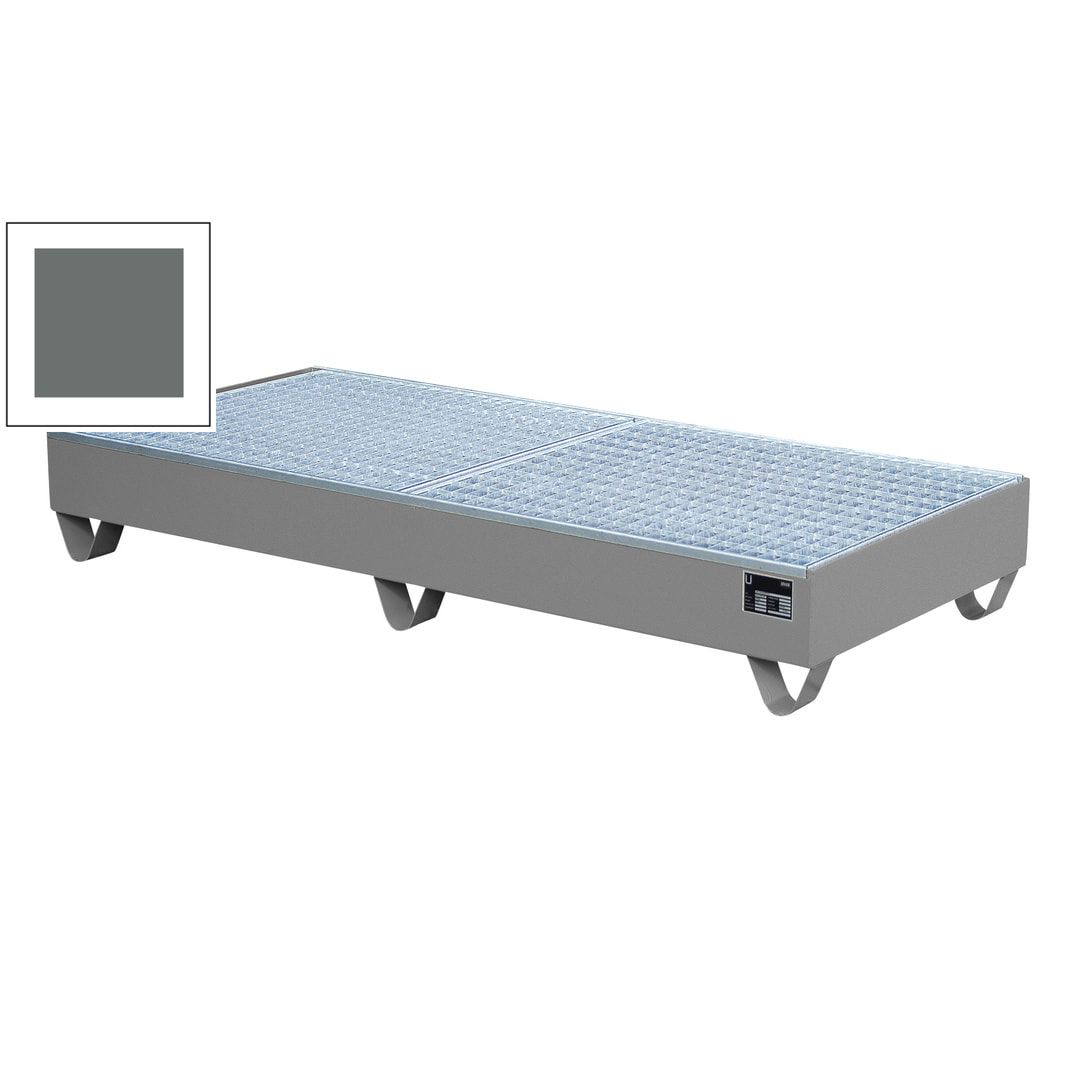 Auffangwanne - 1.800 x 800 mm (BxT) - 202 l - Füße - Gitterrost - feuerrot