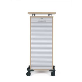 Rollladencaddy, 2 Schubladen, Materialauszug, Fachböden, 4 Rollen, abschließbar,1.155 x 515 x 600 mm (HxBxT), Front silber, Korpusfarbe wählbar