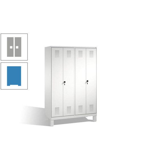 Doppel-Spind, Doppeltüren, Garderobenschrank mit Füßen, 4 Abteile a 300 mm, Korpus anthrazitgrau, Tür anthrazitgrau, 1.850 x 1.200 x 500 mm (HxBxT)