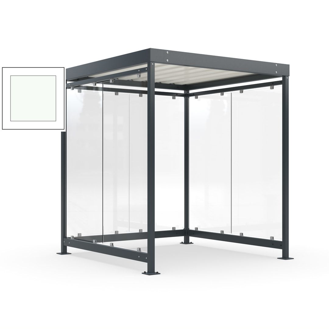 Raucherunterstand, Bushaltestelle, Bausatz, 6-7 Personen, 6 Wände, 2.510 x 2.165 x 2.165 mm (HxBxT), Achatgrau