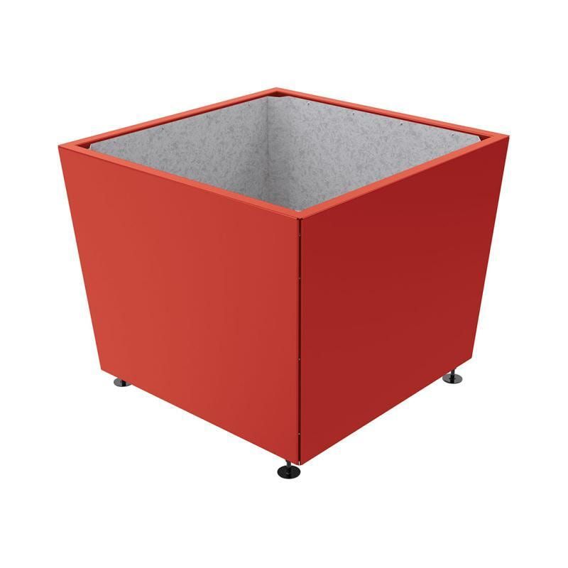 Pflanzkübel, 2 mm Stahlblech fvz, innen Blech feuerverzinkt mit Verladungsgriffen, verstellbare Füße, 760 x 785 x 785 mm (HxBxT), enzianblau