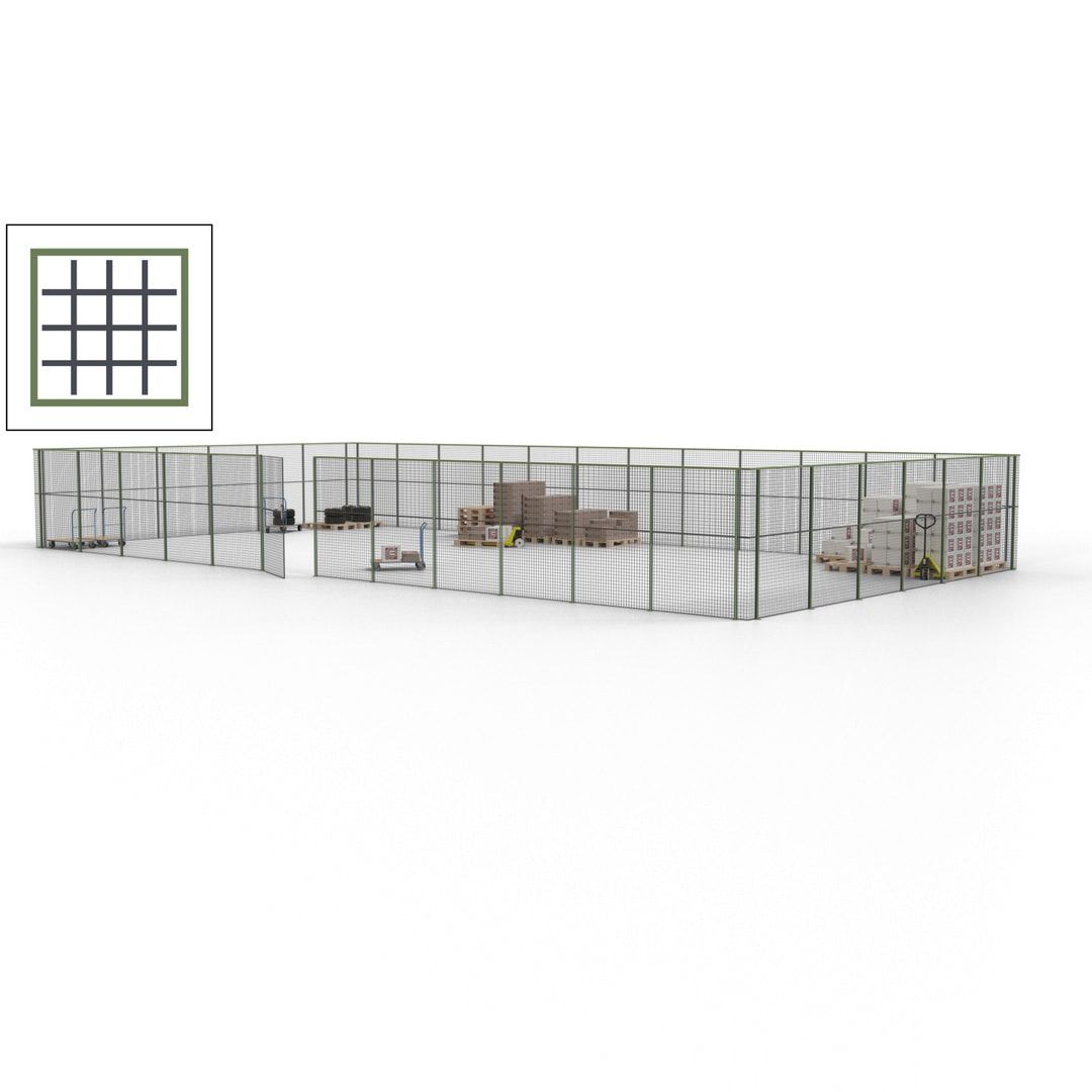 Maschinen Schutzgitter - Hallentrennwand - Sicherheitszaun - Tür - 54 m - 2.200 x 18.400 x 9.400 mm (HxBxT) - enzianblau