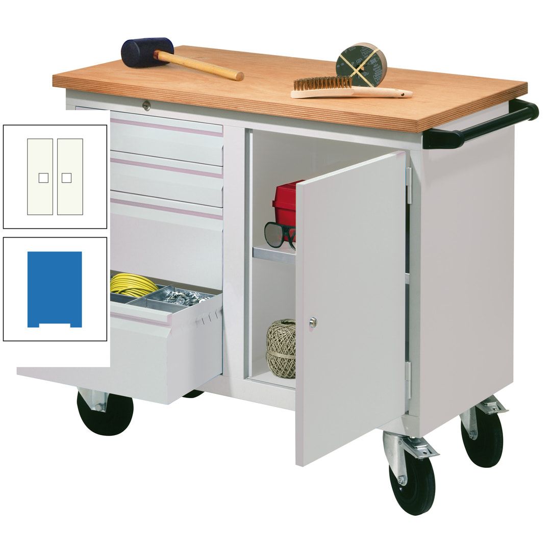 Mobile Werkbank - Werkstattwagen - 915 x 1.090 x 600 mm - 4 Schubladen und Schrankfach - anthrazitgrau