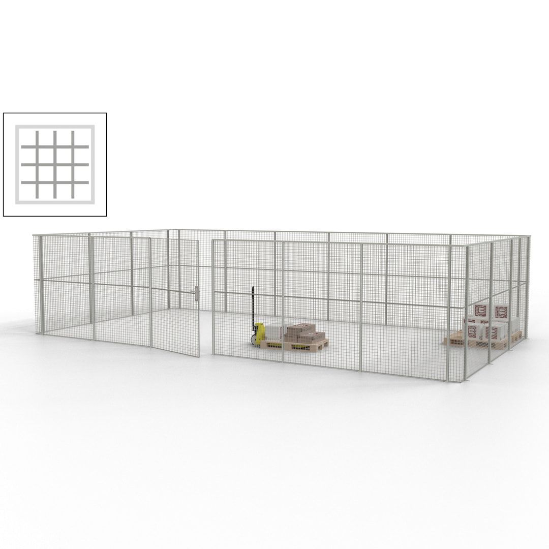 Maschinen Schutzgitter - Hallentrennwand - Sicherheitszaun - Tür - 27 m - 2.200 x 9.400 x 4.900 mm (HxBxT) - enzianblau