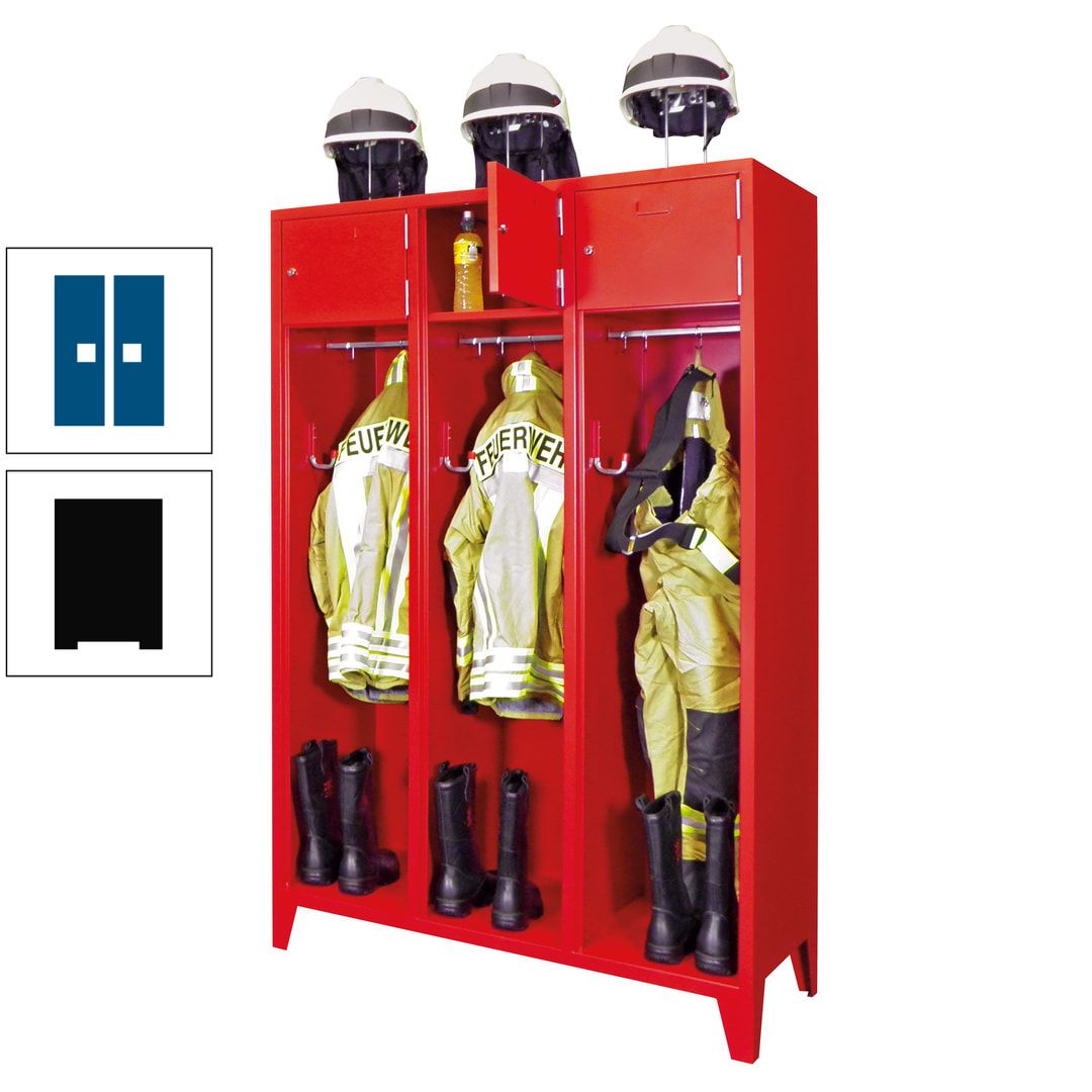Feuerwehrschrank - 2 Abteile - Ablagefach mit Tür, Etikettenrahmen - 2.100 x 830 x 500 mm (HxBxT) - anthrazitgrau