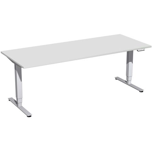 Schreibtisch, Elektro Pro+, elektronisch höhenverstellbar, 625-1.285 x 1.200 x 800 mm (HxBxT), Gestell silber, Dekor Buche