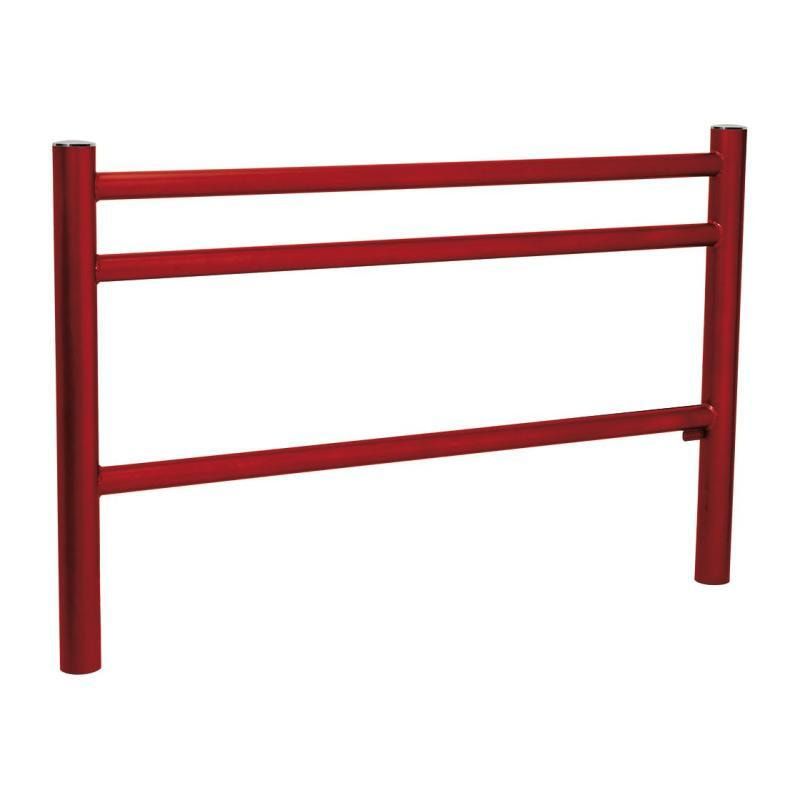 Geländer 3 Stahlrohre - 1.000 x 1.572 mm - Pfosten mit Edelstahlkopf - Farbe enzianblau - Außengeländer Systemgeländer